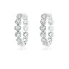 Angara Bezel-set Diamond Hoop Earrings With Milgrain In White Gold/g
