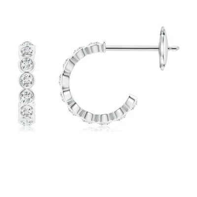 Angara Bezel-set Diamond Huggie Hoop Earrings In Metallic
