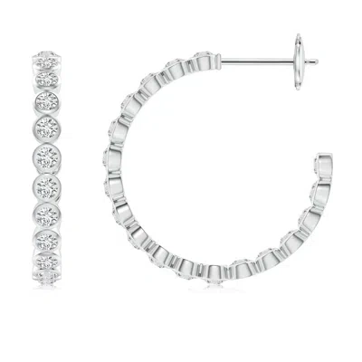 Angara Bezel-set Diamond Inside-out Medium Hoop Earrings In Metallic