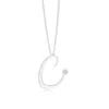 Angara Bezel Set Diamond Lowercase "c" Initial Pendant In White Gold/h