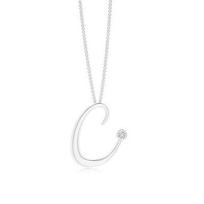 Angara Bezel Set Diamond Lowercase "c" Initial Pendant In Metallic