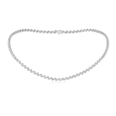 Angara Bezel-set Diamond S Swirl Link Necklace In White
