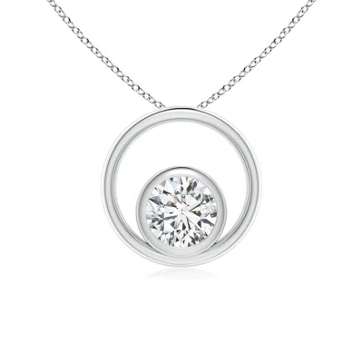 Angara Bezel-set Diamond Solitaire Open Circle Pendant In Metallic