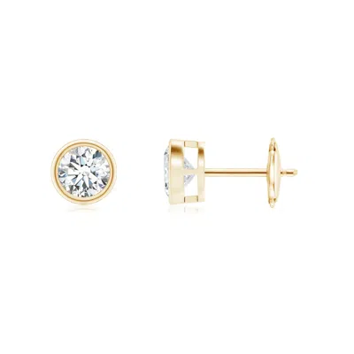 Angara Bezel-set Diamond Solitaire Stud Earrings In Gold