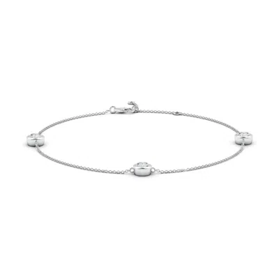 Angara Bezel-set Diamond Station Adjustable Ankle Bracelet In Metallic