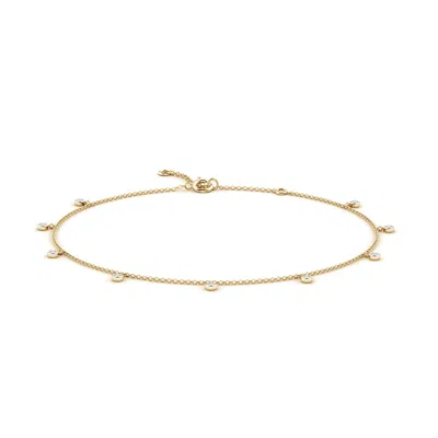 Angara Bezel-set Diamond Station Adjustable Charm Anklet In Gold
