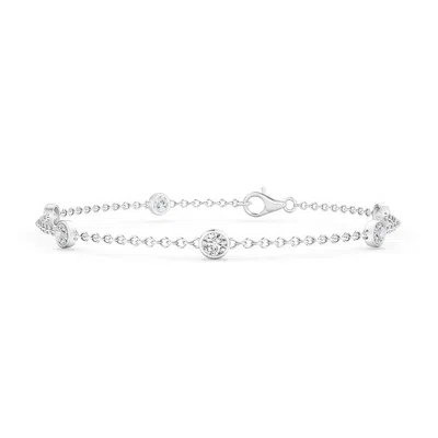 Angara Bezel-set Diamond Station Bracelet With Chain In Metallic