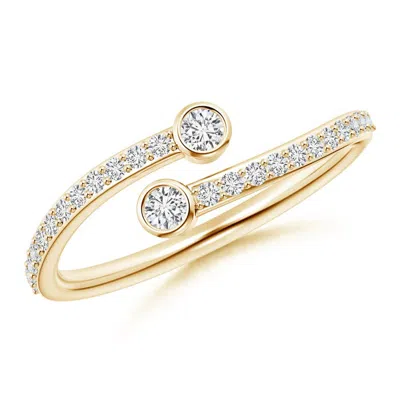 Angara Bezel-set Double Diamond Bypass Ring In Gold