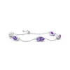 Angara Bezel-set East-west Marquise Amethyst Station Bolo Bracelet In White Gold/medium Purple