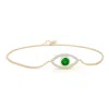 Angara Bezel-set Emerald And Diamond Evil Eye Bracelet In Yellow Gold/rich Green