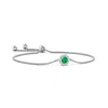 Angara Bezel-set Emerald Bolo Bracelet With Diamond Halo In White Gold/rich Medium Green