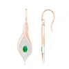 Angara Bezel Set Emerald Calla Lily Drop Earrings In Rose & White Gold/rich Medium Green