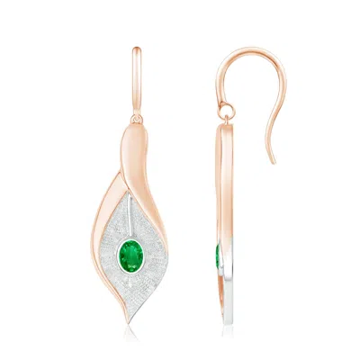 Angara Bezel Set Emerald Calla Lily Drop Earrings In Gold