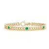 Angara Bezel-set Emerald Curb Chain Link Bracelet In Yellow Gold/rich Medium Green