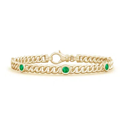 Angara Bezel-set Emerald Curb Chain Link Bracelet In Gold