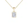 Angara Bezel-set Emerald-cut Lab-grown Diamond Solitaire Pendant In Yellow Gold/f-g