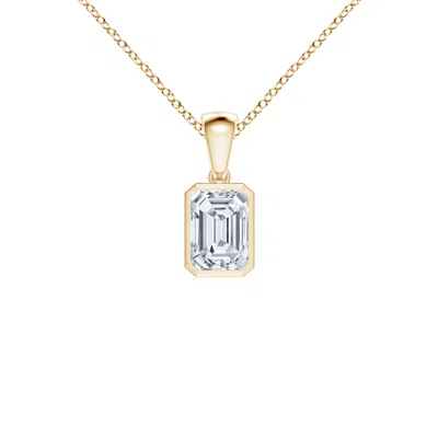 Angara Bezel-set Emerald-cut Lab-grown Diamond Solitaire Pendant In Gold