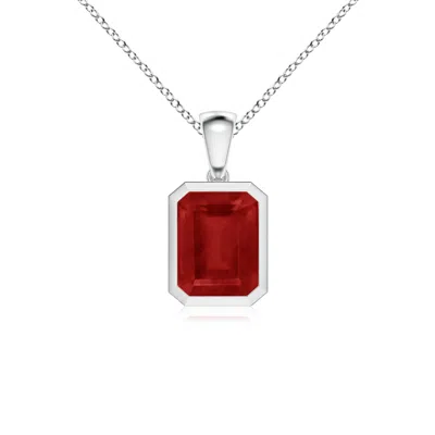 Angara Bezel-set Emerald-cut Ruby Solitaire Pendant In Red