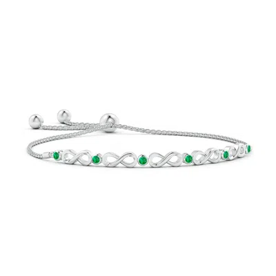 Angara Bezel-set Emerald Infinity Bolo Bracelet In Green
