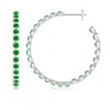 Angara Bezel-set Emerald Inside-out Large Hoop Earrings In White Gold/rich Green