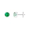 Angara Bezel-set Emerald Solitaire Stud Earrings In White Gold/rich Medium Green