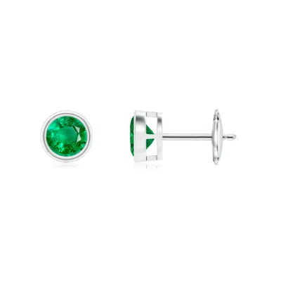 Angara Bezel-set Emerald Solitaire Stud Earrings In Metallic