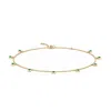 Angara Bezel-set Emerald Station Adjustable Charm Anklet In Yellow Gold/rich Green
