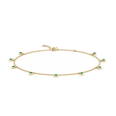 Angara Bezel-set Emerald Station Adjustable Charm Anklet In Gold