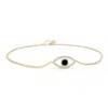 Angara Bezel-set Enhanced Black Diamond Evil Eye Bracelet With Accents In Yellow Gold/black