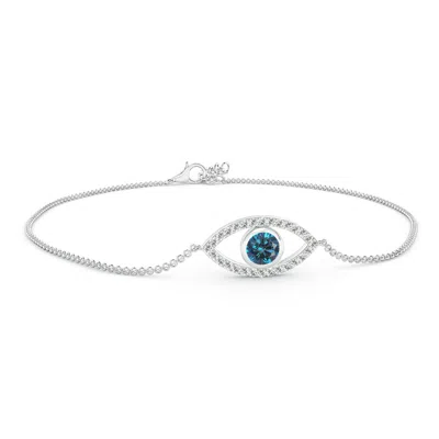 Angara Bezel-set Enhanced Blue Diamond Evil Eye Bracelet With Accents In Metallic