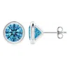 Angara Bezel-set Fancy Intense Blue Diamond Martini Stud Earrings