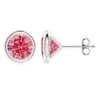 Angara Bezel-set Fancy Intense Pink Diamond Martini Stud Earrings