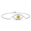 Angara Bezel-set Fancy Intense Yellow And White Diamond Evil Eye Bracelet In White Gold/fancy Intense