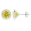 Angara Bezel-set Fancy Intense Yellow Diamond Martini Stud Earrings In White Gold/fancy Intense