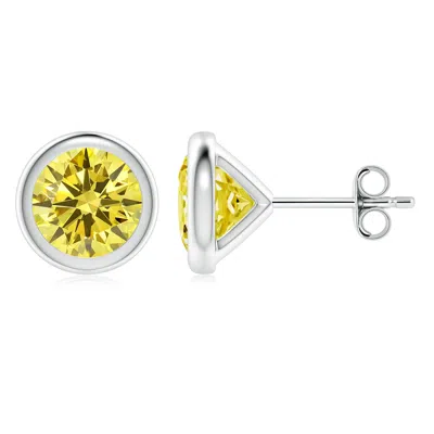 Angara Bezel-set Fancy Intense Yellow Diamond Martini Stud Earrings In Metallic