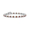 Angara Bezel-set Garnet And Diamond Tennis Bracelet In White Gold/medium Red