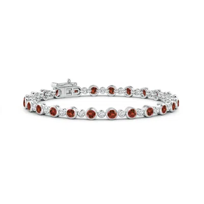 Angara Bezel-set Garnet And Diamond Tennis Bracelet In Metallic