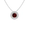 Angara Bezel-set Garnet Pendant With Diamond Halo In White Gold/rich Red