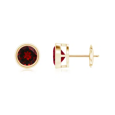 Angara Bezel-set Garnet Solitaire Stud Earrings In Red