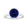 Angara Bezel-set Gia Certified Round Blue Sapphire Solitaire Ring In White Gold/medium To Rich Blue