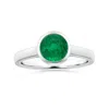 Angara Bezel-set Gia Certified Round Emerald Solitaire Ring In White Gold/rich Medium Green