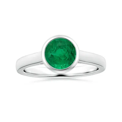 Angara Bezel-set Gia Certified Round Emerald Solitaire Ring In Green