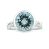 Angara Bezel-set Gia Certified Solitaire Round Aquamarine Twisted Shank Ring In White Gold/light Swiss Blue