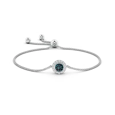 Angara Bezel-set Lab-grown Alexandrite Bolo Bracelet With Diamond Halo In Blue