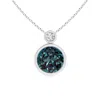Angara Bezel-set Lab-grown Alexandrite Solitaire Pendant With Diamond In White Gold/bluish Green Changing To Brownish Or Pinkish Purple