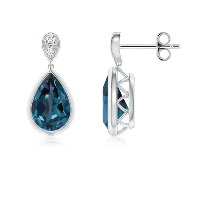 Angara Bezel-set Lab-grown Alexandrite Teardrop Earrings With Diamond In Green