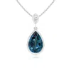 Angara Bezel-set Lab-grown Alexandrite Teardrop Pendant With Diamond In White Gold/bluish Green Changing To Brownish Or Pinkish Purple