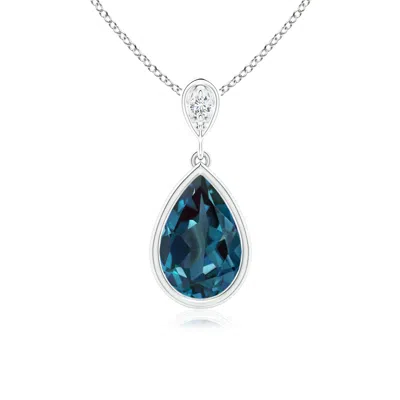 Angara Bezel-set Lab-grown Alexandrite Teardrop Pendant With Diamond In Blue