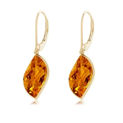 Angara Bezel-set Leaf-shaped Citrine Dangle Earrings In Orange
