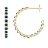 Angara Bezel-set London Blue Topaz Inside-out Medium Hoop Earrings In Yellow Gold/deep Greenish Blue